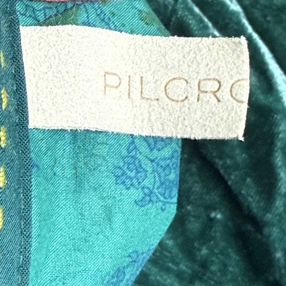 Anthropologie Pilcro Green‎ Velvet Hadley Shirt Top Womes L Relaxed Button Boho - Picture 4 of 11